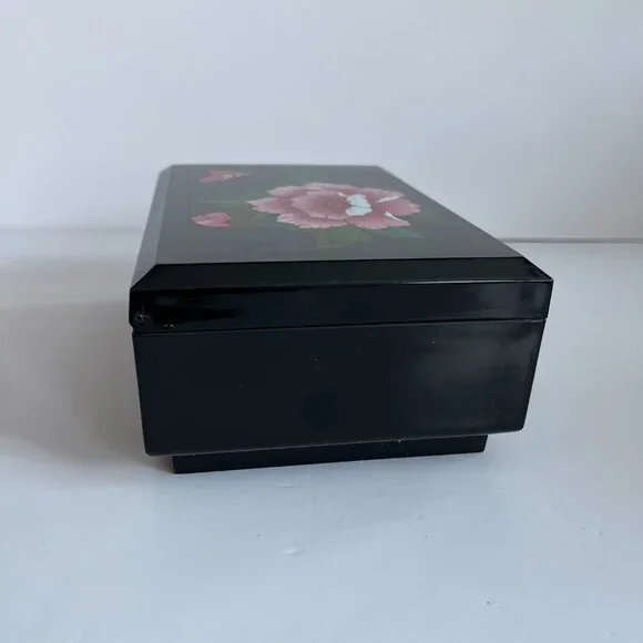 Vintage Otagiri Black Lacquered Musical Jewelry Box Made in Japan - Picture 5 of 11